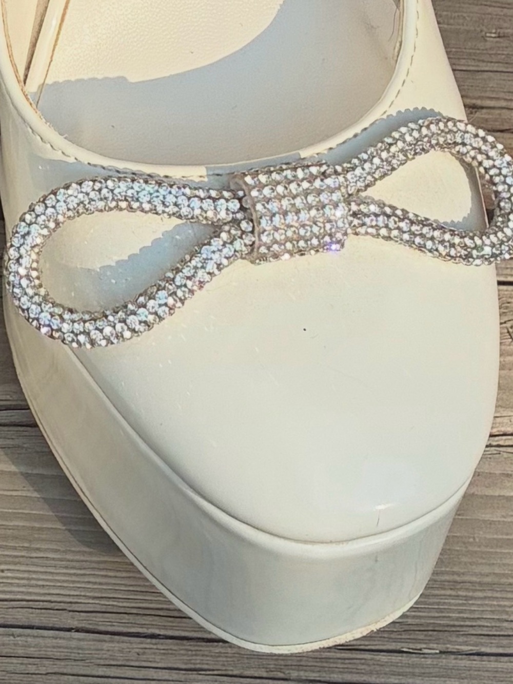 White Platforms with Crystal Bow